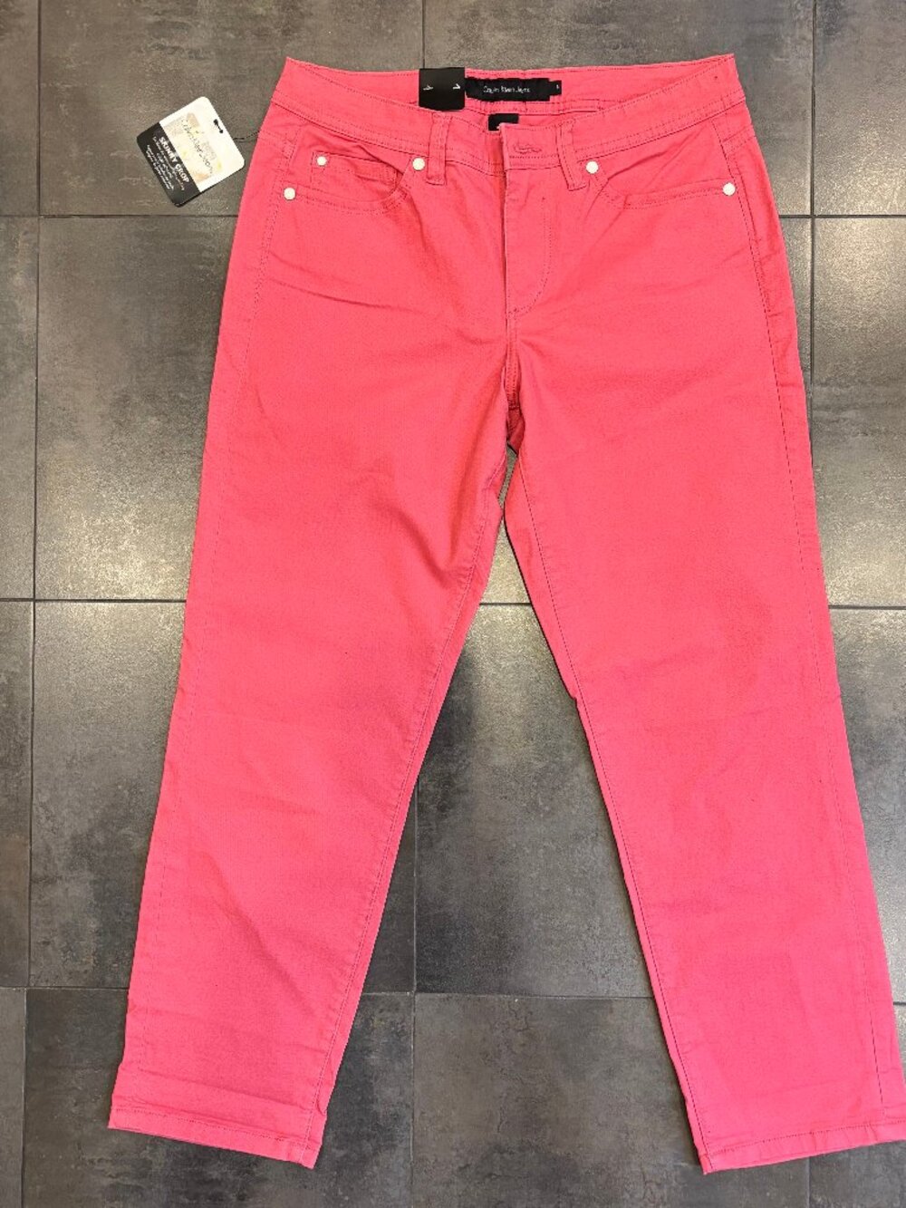 CALVIN KLEIN Women's Power Stretch Skinny Crop Capri Pants, NWT, Flamingo Pink